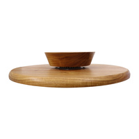 Plateau tournant de luxe personnalisé en bois d'acacia durable et écologique, rotation à 360 degrés avec fonction de mémoire pour fêtes et cuisine
