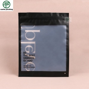 Sac en plastique personnalisé noir à fermeture éclair sur 3 côtés pour l'emballage des chaussettes/emballage des vêtements/emballage des sous-vêtements - Product Image 3