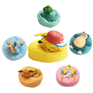 Genuine Anime Toy Boxed Pokemon Figures Kawaii Pikachu Snorlax Bulbasaur  Eevee sleeping position Model For kid Birthday Gifts