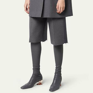 Women's Square Toe Knee High Boots High Mixed Hook Heels Solid Long Boots Skintight Custom <b>Shoes</b> - Product Image 6