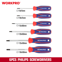 Jeu de tournevis TORX WORKPRO 21 pièces, lame en chrome-vanadium, embout magnétique noir, poignée ergonomique confortable