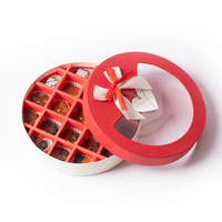 Boîte cadeau ronde personnalisée en chocolat avec fenêtre en PVC et ruban, emballage de luxe pour bonbons et biscuits, pour cadeaux de la Saint-Valentin