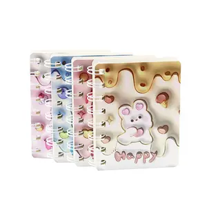 Creative Cute Rabbit 3D Pocket Book for Elementary School Students Happy Rabbit Notebook with High Side Flip Loop Book