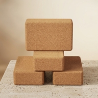 Syntus Cork Yoga Block Strap Set 2-Piece Blok Yoga Kepadatan Tinggi Lembut Anti-Selip 9x6x4 Inci 8FT Tali D-Ring Logam untuk Pilates
