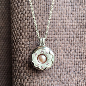 Donut diseño deseo jaula perla joyas con cz Rosa collar de perlas abierta medallón encanto para la fabricación de la joyería - Product Image 2