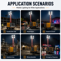 Tour d'éclairage mobile électrique réglable sur mesure de haute qualité avec mât de 30 m et projecteur LED pour chantier naval, roulisier et remorque