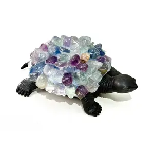 Nuevo producto de cristal Natural Macadam pegamento de mano escultura de cristal de tortuga decoración cristal Macadam