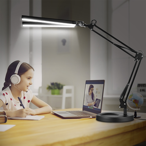 Lámpara de Escritorio LED <span class=keywords><strong>Articulada</strong></span> y Plegable de Doble Cabezal, Moderna, de Aluminio, con Iluminación de Gran Angular, Brazo Flexible, Lámpara DC para Sala de Lectura - Product Image 2