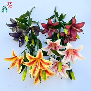 Ramo de Lirios Artificiales de Seda, Flores Impermeables para Decoración del Hogar, Estilo Moderno para Exhibición en Interiores, Ocasión de Otoño - Product Image 1