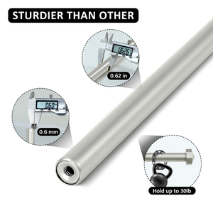 Tringles à rideaux doubles réglables de 5/8 po de diamètre, de forme octogonale et avec embouts, en longueurs de 28 à 48 po, 48 à 84 po, 84 à 120 po - Product Image 5