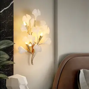 モダンなデザインのイチョウの葉のブラケットライトホテルと家のリビングルームの装飾壁ランプをカスタマイズする