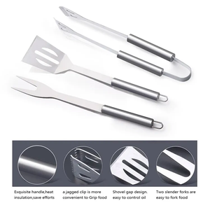 مجموعة أدوات الشواء الاحترافية, 3 أدوات للشواء الاحترافية في الهواء الطلق ملعقة شوكة ملقط شواء أواني الشواء مع علبة من الألومنيوم - Product Image 6