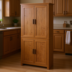 Dispensa da Cucina Indipendente in Rovere con 4 Ante, Armadio Contenitore da 64 Pollici con 3 Ripiani Regolabili, Design Moderno - Product Image 2