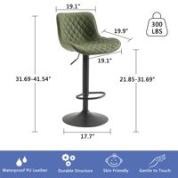 Tabourets de Bar Pivotants à Hauteur Réglable et Design Moderne en Cuir Synthétique PU avec Velours pour Cuisine, Salle à Manger, Salon Extérieur