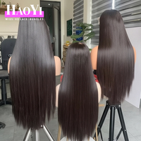 Peluca de Cabello Humano Virgen Indio con Frente de Encaje Completo HD 13x6, sin Pegamento, al por Mayor, con Cutícula Alineada