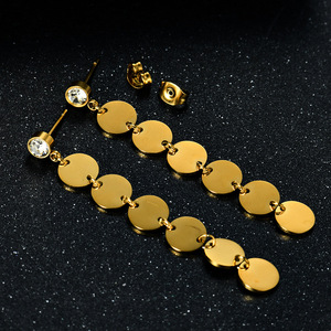 Pendientes Largos Geométricos de Estilo Europeo Americano, en Oro y Oro Rosa, de 62 mm, de Acero Inoxidable, para Fiestas, Joyería de Moda para Mujer - Product Image 3