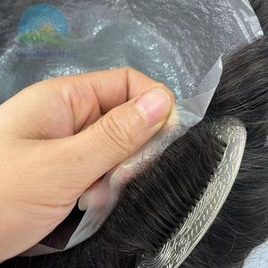 Pelucas de <span class=keywords><strong>hombre</strong></span> con línea de cabello natural Parche de cabello brasileño <span class=keywords><strong>para</strong></span> hombres <span class=keywords><strong>Peluca</strong></span> inyectada de piel delgada con ondas corporales de baja densidad 0,03 0,02 - Product Image 3