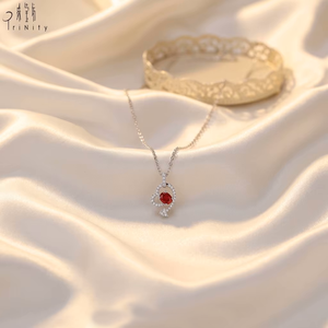 สร้อยคอทองคำขาว18K ใหม่ล่าสุดพร้อมจี้เพชรทับทิมเพชรธรรมชาติเครื่องประดับอัญมณีออกแบบรูปหัวใจสำหรับผู้หญิงสำหรับงานเลี้ยงและของขวัญ - Product Image 3