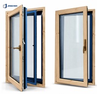 Fenêtre coulissante moderne en aluminium et bois composite avec rupture de pont thermique, double vitrage Low-E pour villa de luxe