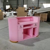 Meilleures ventes Comptoir de réception de salon de haute qualité en or et en blanc Comptoir de bar pour salon de manucure de luxe léger