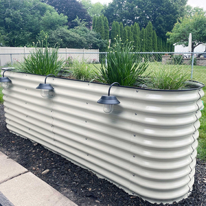 Jardinera Elevada de Acero Galvanizado, Caja de Metal Corrugado con Base Abierta para Plantar Flores, Vegetales y Hierbas en Jardín Exterior - Product Image 6