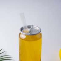 Canette de boisson en plastique PET transparente de 500 ml avec bouchon à anneau en aluminium imprimé pour les boissons gazeuses et les jus