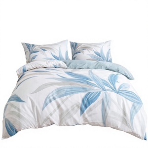Juego de Ropa de Cama de 3 Piezas con Estampado de Hojas Azules, Estilo Moderno para el Hogar, Stock Local en la UE, Envío Directo desde Almacén en Polonia, Funda de Edredón 100% Poliéster - Product Image 1