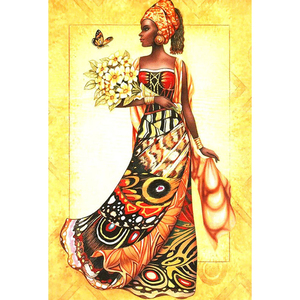 5D bricolage noir femmes fille africaine <span class=keywords><strong>photos</strong></span> broderie point de croix mosaïque décor à la maison pleine perceuse carré AB diamant nu Portrait - Product Image 4