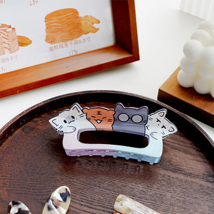 CANYUAN – Nouvelle collection de pinces à cheveux grandes pour filles, style japonais et coréen, motif chaton mignon, en acétate ajouré, colorées, avec logo personnalisé et bord ondulé - Product Image 1