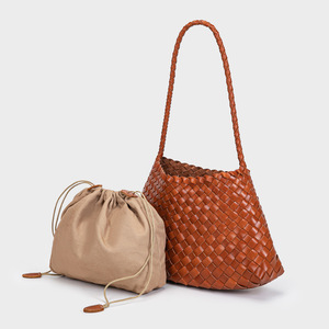 Sac à bandoulière en cuir tressé de première qualité en cuir de vachette, style français, vintage, tanné végétal, pour femme - Product Image 6