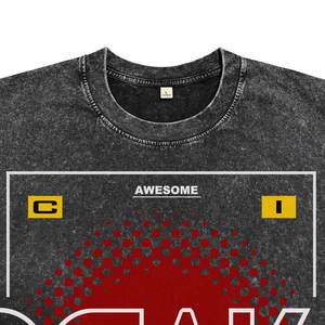 T-shirts respirants pour hommes en coton noir délavé à l'acide avec imprimé lettres, col rond, manches courtes, style streetwear, personnalisables pour la vente en gros - Product Image 3