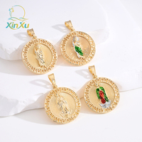 Pendentif Breloque Nom Logo Bijoux de Boutique Personnalisé Chrétien Vierge Marie Plaqué Or Zircon Laiton
