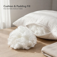 Polyester blanc ondulé non siliconé 20D 64mm, recyclable, antistatique, résistant à l'abrasion, matériau de rembourrage doux pour