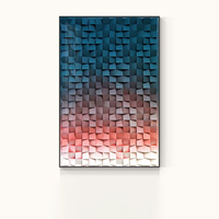 Décoration de porche d'hôtel grande mosaïque géométrique abstraite panneau sculpté en bois 3D fait à la main art mural décor en relief peinture