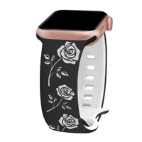 Kompatibel untuk Tali Jam Tangan Silikon Berukir Laser 3D dengan Desain Bunga Mawar Kupu-kupu, Gesper Bentuk 8, Pilihan Dua Warna