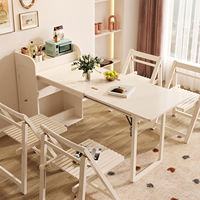 Ensemble de table à manger extensible en bois massif pliable pour appartement moderne, gain de place, avec armoire latérale de rangement 2-en-1, meubles de cuisine et de maison