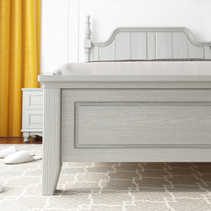French Elegant Classic <strong>Rustic</strong> Bedroom Furniture Light Gray Solid Wood Frame Naples <strong>Bed</strong> - Product Image 5