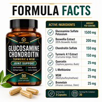Soutien Articulaire 100% Naturel à la Glucosamine, Chondroïtine, Curcuma et MSM pour la Flexibilité et la Mobilité des Articulations, Idéal pour un Style de Vie Actif, Faible MOQ, Direct Usine
