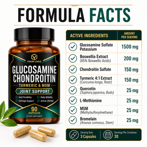 Glucosamina, Condroitina, Cúrcuma y MSM para el Soporte de Articulaciones, 100% Natural, para la Flexibilidad y Movilidad del Cartílago, Estilo de Vida Activo, Bajo MOQ de Fábrica - Product Image 5