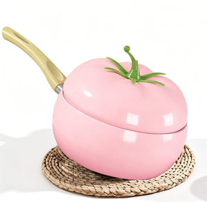 Marmite à soupe en forme de tomate, <span class=keywords><strong>pot</strong></span> de cuisson en céramique antiadhésif antibactérien avec couvercle, compatible avec les plaques à induction et au gaz - Product Image 4