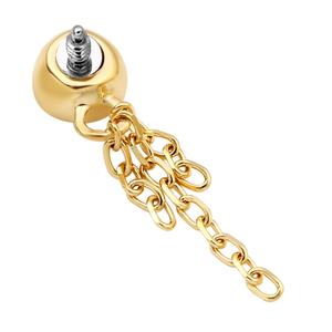 Piercing Stories 18K Body Piercing 14K Solid Gold Threaded Round CZ Top Dangling Chains Nose Screw Tragus Jewelry - Product Image 6