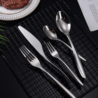 Ensemble de couverts modernes en acier inoxydable poli miroir, 5 pièces, pour la maison, les restaurants et les mariages