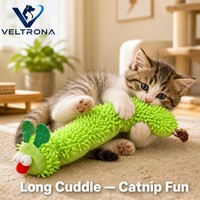 Jouet en peluche pour chat, chenille verte bouclée, 80 cm de long, avec yeux pompons, doux et câlin