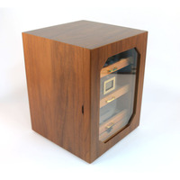 Coffret Cadeau de Luxe Personnalisable Grande Capacité pour Cigares, Ensemble de Fumeur en Verre Trempé, Étui à Cigarettes, Armoire à Cigares en Noyer