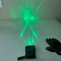 Gants LED lumineux en tissu rechargeables avec 4 lasers verts 532nm 80mW pour scène, DJ, club, soirée, spectacle
