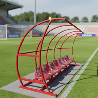 Abri pour banc de joueurs de football en acier profilé, siège personnalisé, dugout mobile pour équipe de football avec toit en polycarbonate pour stade