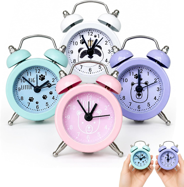 Mini Twin Bell Alarm Clock Loud Analog Alarm Clocks Classic Twin Bells for Bedrooms, Desks, Travel and Vintage Home Decor
