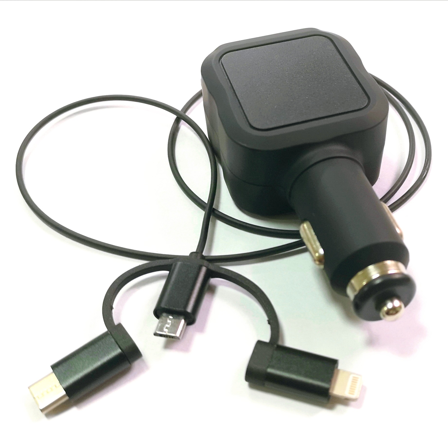 4.8A Hot-sale multi-functional 3 in 1 car usb charger,fast car charger with usb and cable for smartphone