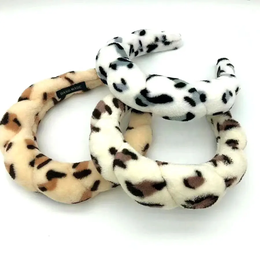 New head bands leopard dot thick wide fuzzy towel hairbands winter fall hair accessories sponge padded high sponge headband