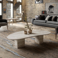 Design moderne personnalisé Table basse en travertin beige et marbre Meubles de salon en pierre naturelle pour la maison